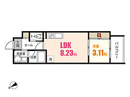 YELLSTAGE長束WEST 1階1LDKの間取り