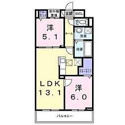 サンリットII 2LDKの間取図画像