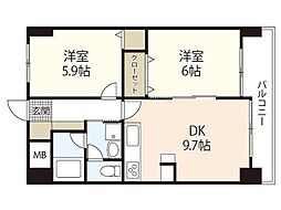 リブレスト 2DKの間取図画像
