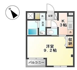 ル・グランドゥール中尾 1Kの間取図画像