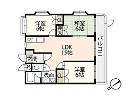 グローバルハイツ 3LDKの間取図画像