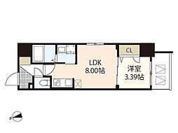 S-RESIDENCE観音公園aloria 1LDKの間取図画像