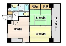 ハピネスみゆき 2DKの間取図画像