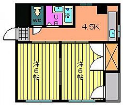 衣笠ビル 2Kの間取図画像