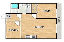 サンフラワー東雲 2LDKの間取図画像
