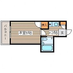 エスポアコーポNO2 1Kの間取図画像