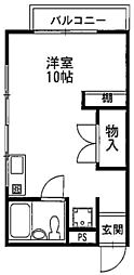大成ハイム ワンルームの間取図画像