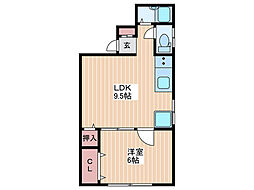 沖川ビル 1LDKの間取図画像