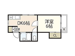 峰ガーデン 1DKの間取図画像
