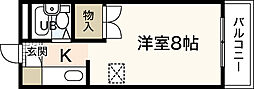 パインハウスパート2 ワンルームの間取図画像