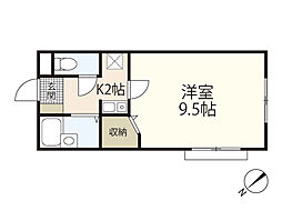 ボヌール 1Kの間取図画像
