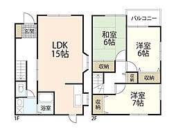 アブニールK 3LDKの間取図画像