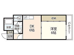 フロール神原 1DKの間取図画像