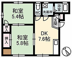 フレグランス・マニス 2DKの間取図画像
