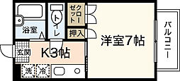 チェリス伴 1Kの間取図画像