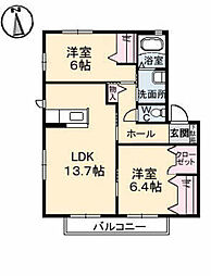 プロスペクト高須A 2LDKの間取図画像