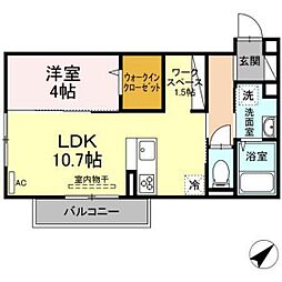 クロスコート 1LDKの間取図画像