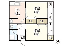 第2正田ビル 2DKの間取図画像