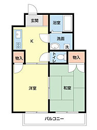 河本マンション 2DKの間取図画像