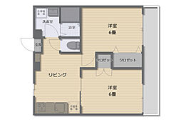 サカエマンション 2LDKの間取図画像