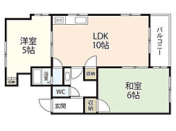 muutos宇品御幸 2LDKの間取図画像