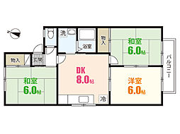 セジュールよしつねA 3DKの間取図画像