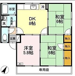 セジュール長居B 3DKの間取図画像