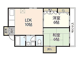 TS志熊ビル 2LDKの間取図画像