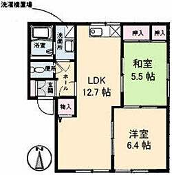 エイティー隅本D 2LDKの間取図画像