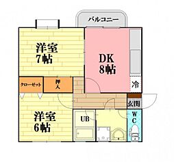 シェルfA 2DKの間取図画像