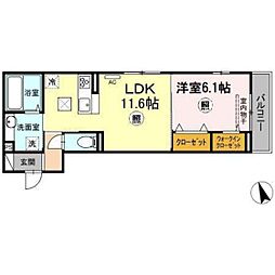 D-ROOM英 1LDKの間取図画像