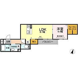 ティアレ 1LDKの間取図画像