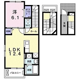 アストサンセール1 1LDKの間取図画像