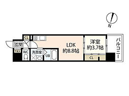 ヴィラ博丈比治山 1LDKの間取図画像
