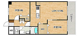 スカイコートタキモト 2LDKの間取図画像