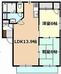 リリアン庚午A棟 2LDKの間取図画像