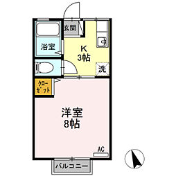 シティハイムミヤケ2 1Kの間取図画像