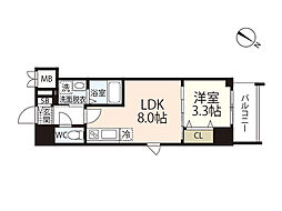 S-RESIDENCE広島駅enable 1LDKの間取図画像