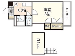 ローズ米田 1Kの間取図画像