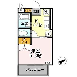レジデンスエコー 1Kの間取図画像