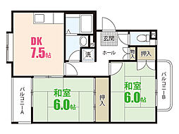 Michiroom可部南 2DKの間取図画像