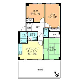 フォブール山崎 3DKの間取図画像