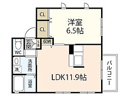 ハウスえのみや 1LDKの間取図画像