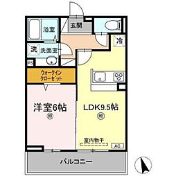 アヴァンティ矢賀 1LDKの間取図画像