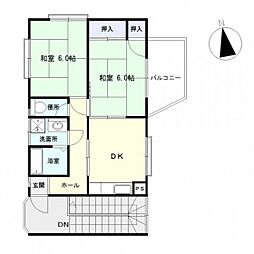 笑福ビル 2DKの間取図画像