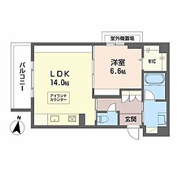 olivier 1LDKの間取図画像