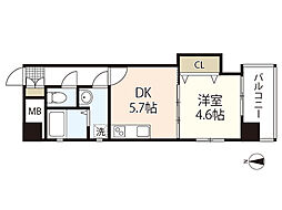 MBSBUILDING南竹屋 1DKの間取図画像