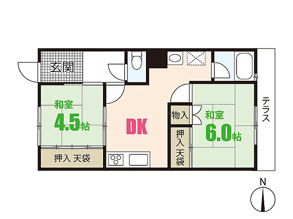 ドルチェ（八木6丁目） ｜広島県広島市安佐南区八木6丁目(賃貸マンション2DK・1階・35.37㎡)の写真 その2