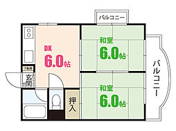 樹マンション 2DKの間取図画像