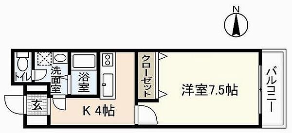 広島県広島市東区牛田新町3丁目(賃貸マンション1K・4階・25.12㎡)の写真 その2